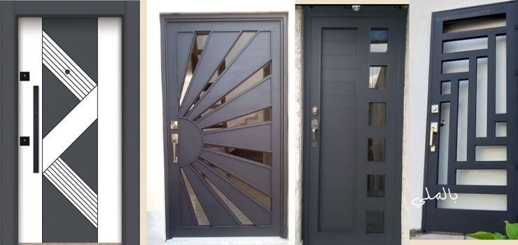 باب حديد خارجي لون رمادي