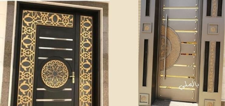 باب حديد لون ذهبي